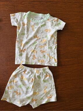 Magnolia Baby White Safari Animal Kids Pajama Set with Green & Yellow Accents